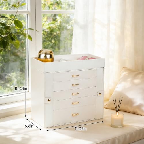 BOOVO Large Jewelry Boxes For Women (Pearl White, 6 Layer) - color: Pearl White, size: 6 Layer