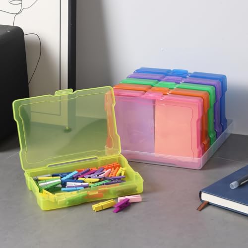 novelinks 6 Pcs 4"x6" Plastic Photo Storage Boxes with Tray (Color 1Pack) - color: Multi-colored