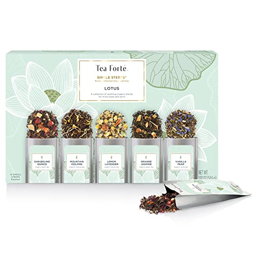 Tea Forte Single Steeps Tea Sampler, Lotus, 15 Pouches - size: 15 Count (Pack of 1)