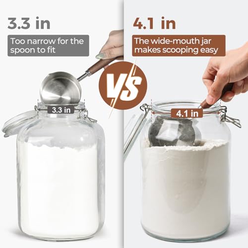 ComSaf Large Glass Jars with Airtight Lids 1.1 Gallon 2 Pack Wide Mouth - size: 138oz*2