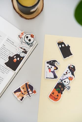 5pcs/Set Cute Magnetic Bookmark, Funny Peeping Ghost Book Marker Clip for Teachers, Students, Book Lovers Gifts, Printing on 2 Side (Ghost) - color: Ghost