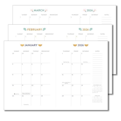 High Note 2026 Planner, 12-Month Weekly & Monthly Flexible Cover Calendar Book with Goal & Project Planning Pages, 2026, 5.75" x 7.5", Fruits - color: Fruits