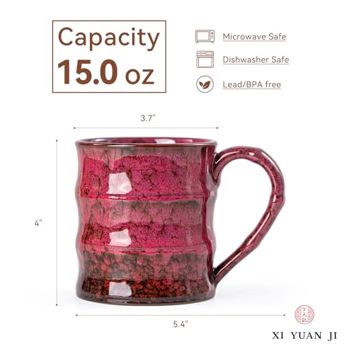 Crimson Ember Ceramic Mug, 15oz Reactive Glaze Coffee Mug, Gift for Him - color: 15oz - Crimson Ember · POWER