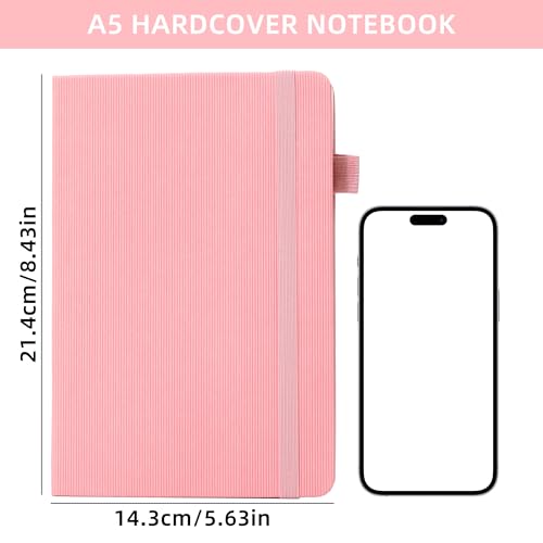 BOBO RABBIT Lined Journal Notebook for Work 100 GSM Thick Paper 300 Pages College Ruled A5 Notebook Hardcover Leather Journal for Writing School Office, 5.63"x8.43" - color: A-Pink