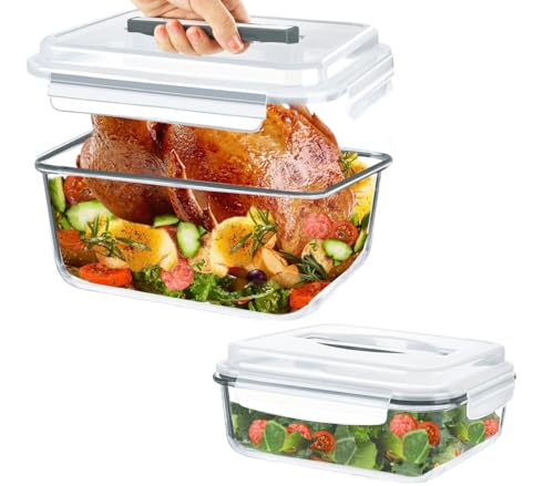 KOMUEE 2 Pack 220oz+76.4oz Extra Large Glass Food Storage Containers Set