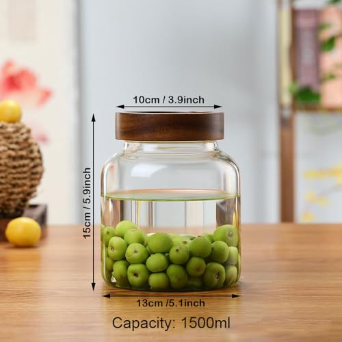 Glass Jars Canisters with Airtight Lids, Clear Glass Coffee Jars with High Sealing Threaded Mouth, Food Storage Canister for Pantry Sugar Tea Coffee Cookies (51 FL OZ / 1500ml) - size: 51 FL OZ / 1500ml