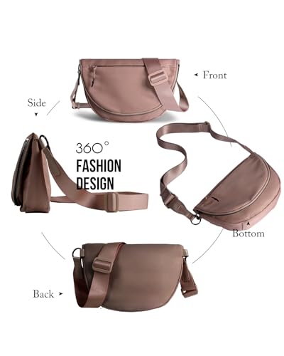 Crescent Bag for Women,Medium Nylon Crescent Bag Single Shoulder Bag - color: Crossbody bag-Brown