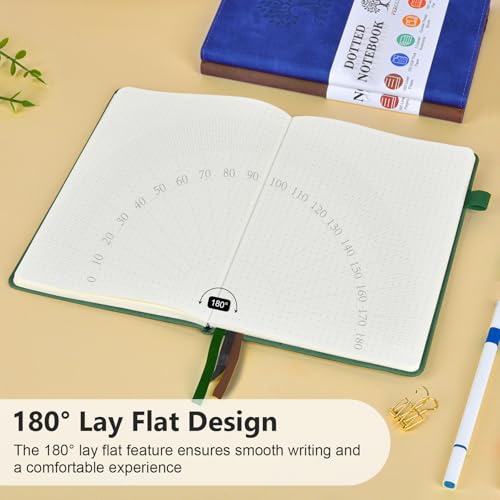 Dotted Journal 5.9"×8.5", 160 Pages Dot Grid Notebook, Bullet Journaling - color: Green, size: Dotted Page