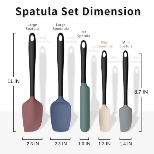 Coukre Silicone Spatula Set of 5,High Temperature Resistant, Food Grade Silicone, Dishwasher Safe, for Baking, Cooking (Colorful A Black) - color: Colorful A Black