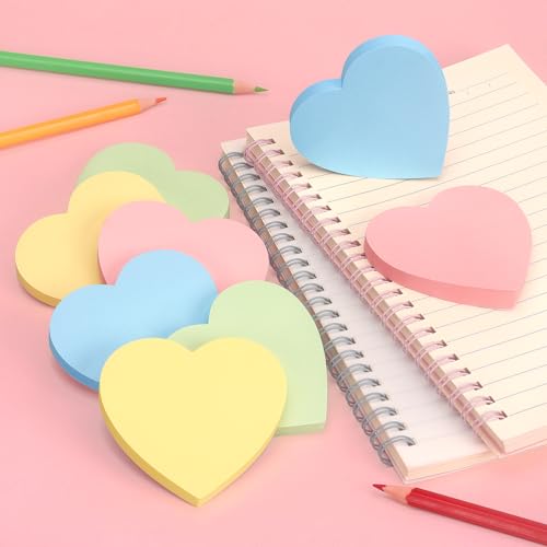 SIMONA Heart Shape Sticky Notes 4 Paste Colors 8 Pads, 600 Sheets - color: 4 Paste Colors 8 Pads