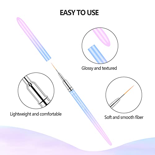 Liner Brush for Nails, 6 Pcs Thin Nail Art Brushes - color: Blue2