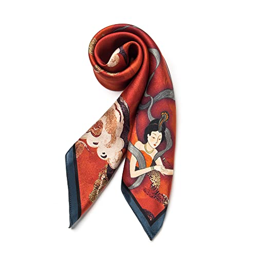 100% Mulberry Silk Scarf - 25.6" Square Neckerchief & Headscarf Gift Packed - color: Deep Red