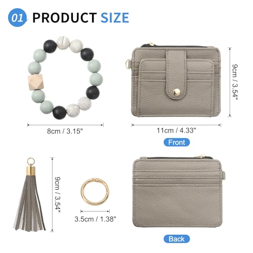 Small Credit Card Wallet PU Leather Card Holder Grey Brown - color: Grey Brown