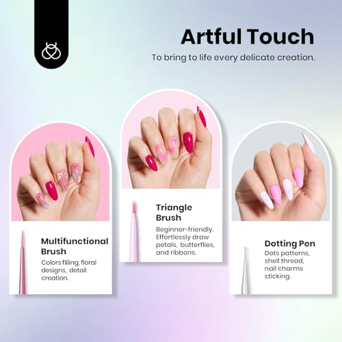 Beetles Nail Art Brushes Set for Gel Polish 8 Pcs - Nail Art Design Pen - color: D-Multicolor-8