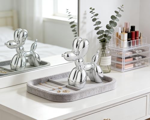 4 Inch Shiny Silver Balloon Dog Sculpture - color: Shiny Silver
