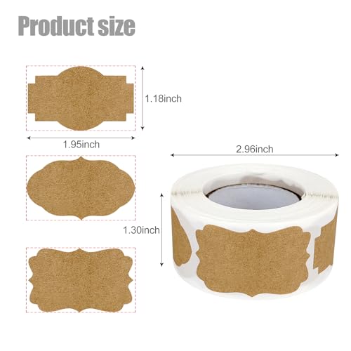 600 Pcs Kraft Tags Stickers, Label Stickers, Brown Self-Adhesive Name Tags for Christmas, Presents, Jars, Bottles (Brown, 600 Pcs) - color: Brown, size: 600 Pcs