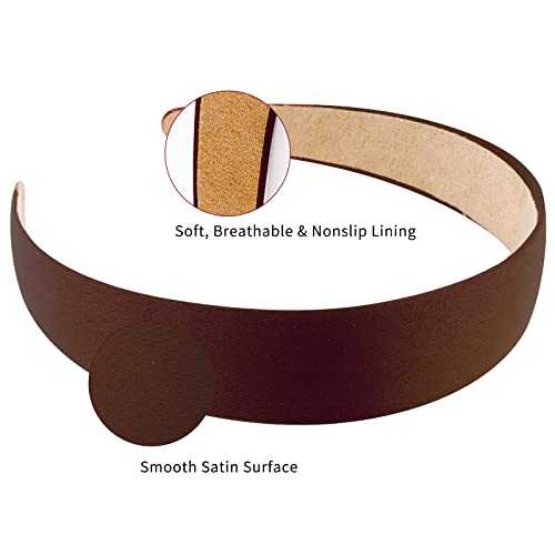 Wecoe Satin Headbands for Women and Girls - 10 Pack 1.3 Inch Wide Non-Slip Fashion Headbands in Neutral Colors, DIY Holiday Hair Accessories - color: Multi-color D