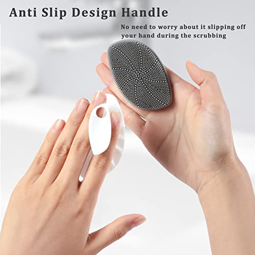 Silicone Face Scrubber for Men,Facial Cleansing Brush Face Wash Brush Manual Skin Care Face Brushes for Cleansing and Exfoliating Removes Dead & Dry Skin (Gray) - color: Gray