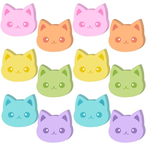 Yinder 24 Pads Cat Sticky Notes Cute Kawaii Cartoon Memo for School - color: Multicolor, size: Novelty Cat