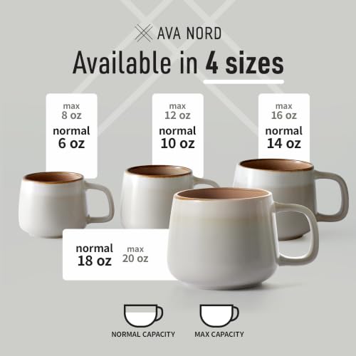 Ava Nord Small Stoneware Ceramic Coffee Mugs Set of 4 | 6 oz | Sage Ash - color: Sage Ash, size: 6 Oz