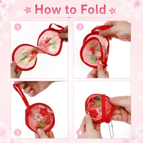 10 Pieces Japanese Foldable Fan, Handheld Compact Cooling Fans - size: 8 inches (open), 3 inches (folded)