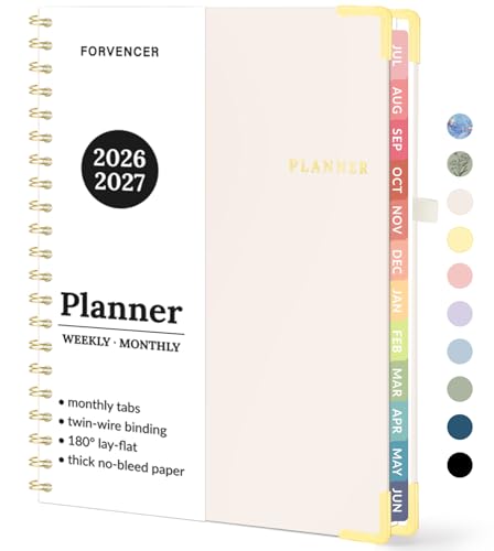 Forvencer Academic Planner 2026-2027, Weekly & Monthly Hardcover Planner A4 - color: Off-white, size: 8.5" x 11" (Jul 2026 - Jun 2027)