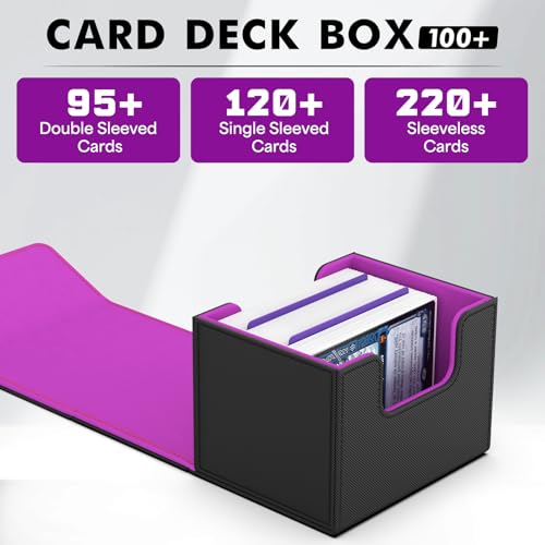 ZLCA MTG Deck Box Holds 120+ Single Sleeved Cards Commander Deck Box - color: Black&Purple, size: A-Horizontal