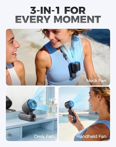 Diveblues Mini Portable Handheld Turbo Fan 27ft/s, 4000mAh Battery - color: Midnight Black