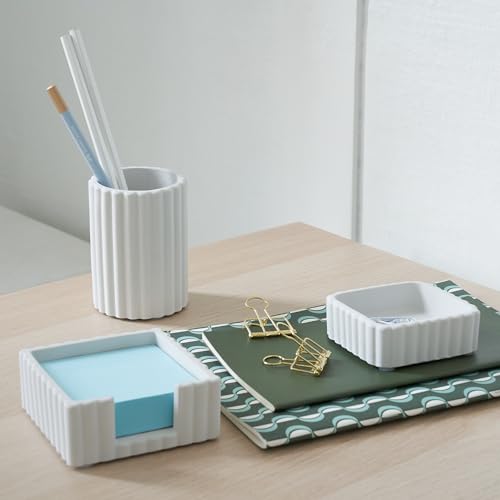 Modern Aesthetic Desk Accessories Set of 3 - Stylish Concrete Organizers - color: Gray