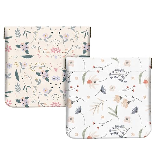 2Pcs PU Leather Small Squeeze Coin Purse Pouch Mini coin Bag Unique And Cute Wallet Cosmetic Bags Change Bag For Women Girls Men （Floral Print - color: Floral Print