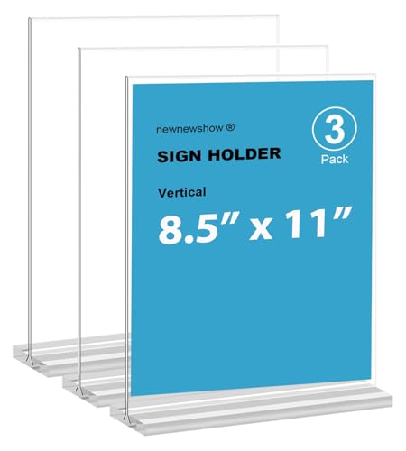 newnewshow 8.5x11 Clear Acrylic Sign Holder, Display Stand, Plastic Card Holder for Business, Office, Retail (3 Pack 8.5x11) - size: 3 Pack 8.5x11
