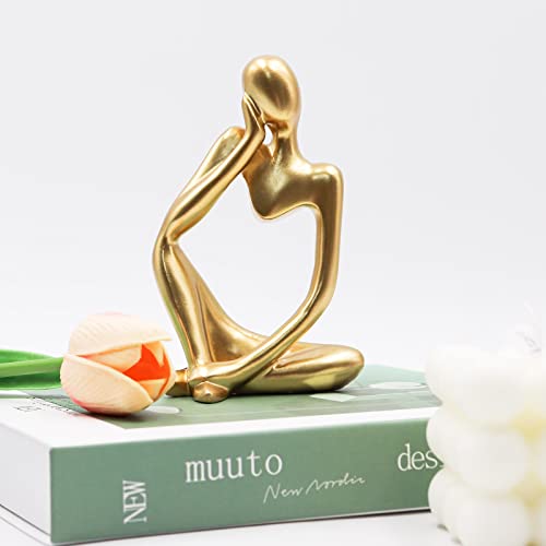 Thinker Statues and Sculptures, Resin Thinker Statue Ornaments, Abstract Style Sculptures, Housewarming Gifts, Housewarming Decorations, Living Room Dining Desk Decorations(Gold Right, Small) - color: Gold Right, size: Small