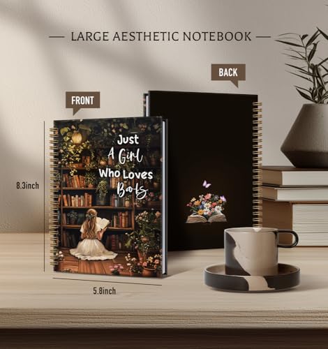 Notebooks for Books Lover-Vintage Flower Journal For Teen Girls,Reading Lover Gifts On Birthday Christmas,Just a girl College Ruled Lined Gold Spiral Bound Hardcover(Black),5.8"x8.3" - color: Just a girl