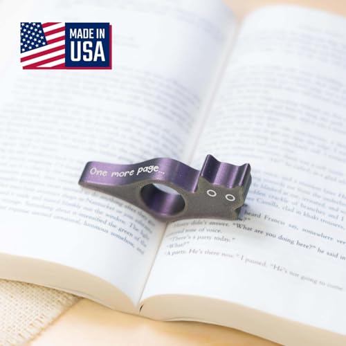Cat Book Page Holder, Reading Accessory, Ideal Gift for Book Lovers & Readers - Made in USA (Aurora Purple) - style: Classic