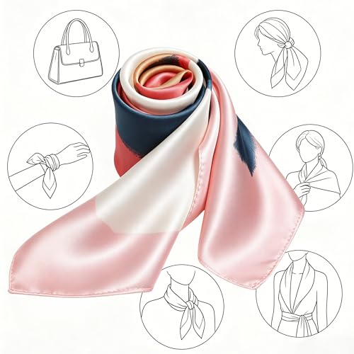 Silk Like Square Scarf for Women Men 27.5" - color: Pastel Pink