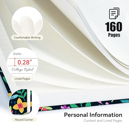 Lined Spiral Journal Notebook for Work A5, 160 Pages, Flowers in Full Bloom - color: Flower1