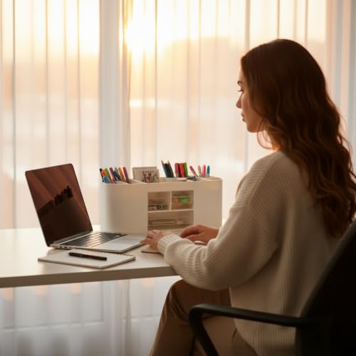 Desk Organizer with Drawers, Office Supplies Storage, White - color: White, size: C