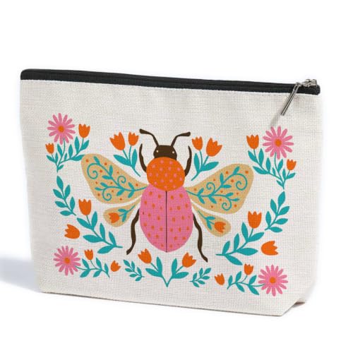 ZHAMEN Folk Art Beetle Makeup Bag Travel Organizer Pouch Cosmetic Bags 02 - color: Multicolor 1607