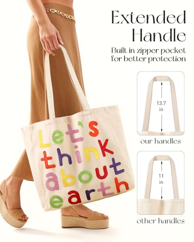 Miss Adola Embroidery Canvas Tote Bag with Pocket & Buckle - color: Word