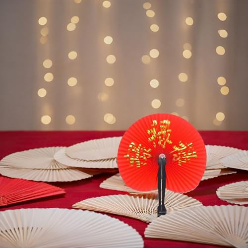 20 Pieces Chinese Paper Fans - color: Chinese Words Paper Fan 01, size: 20 PCS