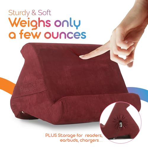 Flippy Original Tablet Pillow Stand & iPad Holder, Gift for Book Lovers & Readers, Multi-Angle Stand with Storage for Lap, Desk & Bed, Compatible with Kindle, Fire, iPad & Samsung, Nebbiolo - color: Nebbiolo 4.0