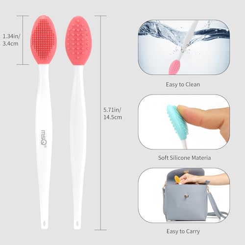 MSQ 5 PCS Lip Scrub Brush, Double-end Silicone Nose Clean Brush Lip Exfoliating Brush for Men Women Double-Sided Soft Lip Brush for Smoth Lip Appearance - color: Colorful