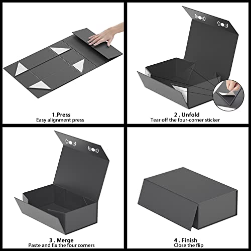 RYDDOY Black Gift Box, 9.5x6x3'' Gift Boxes with Lids for Presents - color: Black, size: 9.5 x 6 x 3 Inch