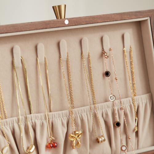 Black Walnut Solid Wood Jewelry Box for Women with Necklace Hook - style: 1 Layer A