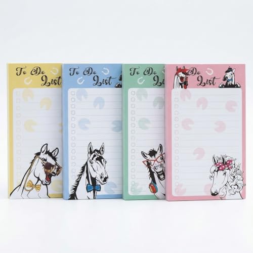 4 Pads Horse Cute Sticky Notes 4x6 Funny Post it Notes Animal Stationary - color: Horse