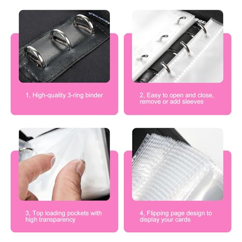 GEAoffice 1 Pocket Mini Trading Card Binder Holds 80 Cards with Zip, Pink - color: Pink-1 Pocket