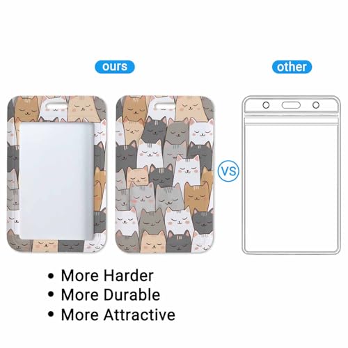 Cute Cartoon CatsBadge Holder with Retractable Badge Reel Carabiner Clip Cat Face Card Case for Women Nurse Teacher Student - color: Cute Cartoon Cats