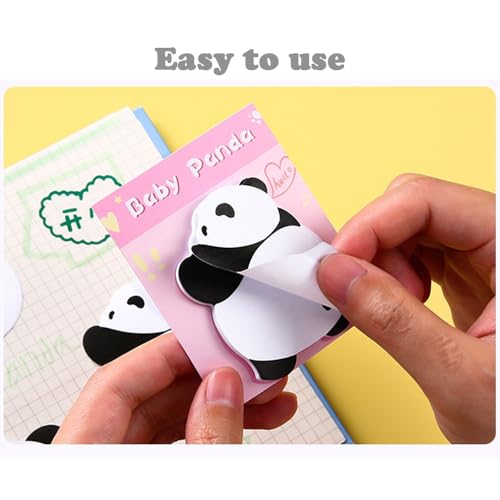 Cute Panda Shape Sticky Notes Set 240 Sheets 8 Pads Self Adhesive Removable Fun Sticky Note for Kids and Women
