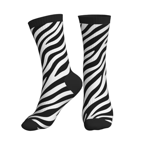 Crew Athletic Socks Funny Crazy Casual Sports Novelty Dress Socks for Women Men Running Hiking - color: Zebra Print Black White