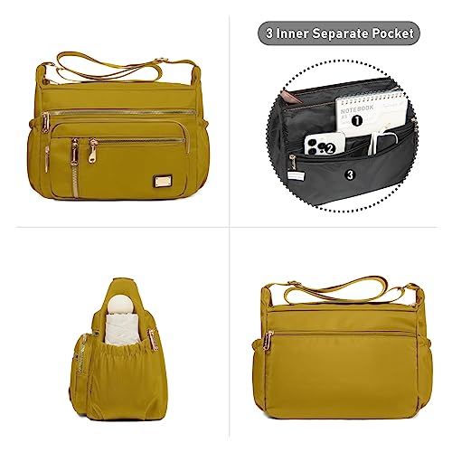 NPBAG Crossbody Bag for Women, Shoulder Purse Handbag Messenger Bag, Trendy Pocketbooks, Waterproof and Multi-Pockets - color: Yellow